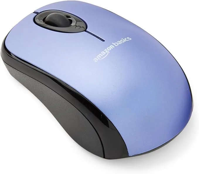 Amazon Basics Souris d’Ordinateur sans Fil avec Nano-récepteur USB - Bleu