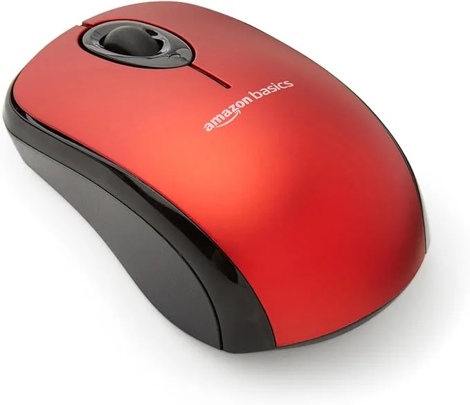 Amazon Basics Souris d’Ordinateur sans Fil avec Nano-récepteur USB - Rouge