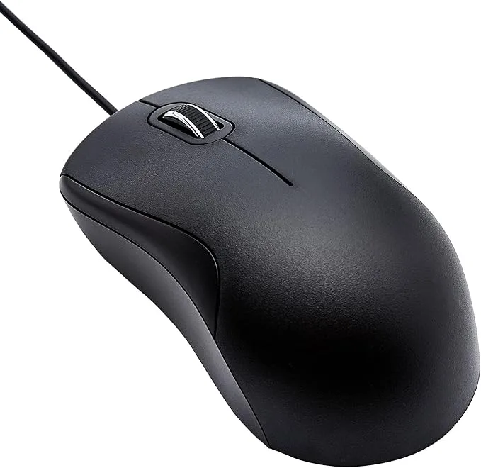 Amazon Basics Souris filaire USB à 3 boutons, Standard, silencieuse, noire