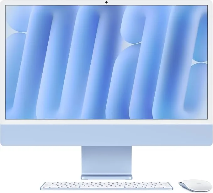 Apple iMac 24 ecran retina 4 5K 256Go SSD 16Go RAM Puce M4 CPU 10 coeurs GPU 10 coeurs Bleu (2024)