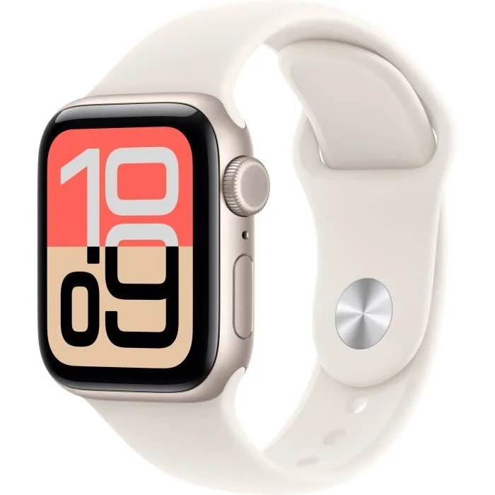 Apple Watch SE 3 GPS + Cellular – 40mm – Boîtier Starlight Aluminium – Bracelet Starlight Sport Band – M/L