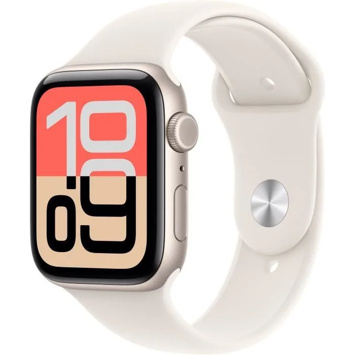 Apple Watch SE 3 GPS + Cellular – 44mm – Boîtier Starlight Aluminium – Bracelet Starlight Sport Band – M/L