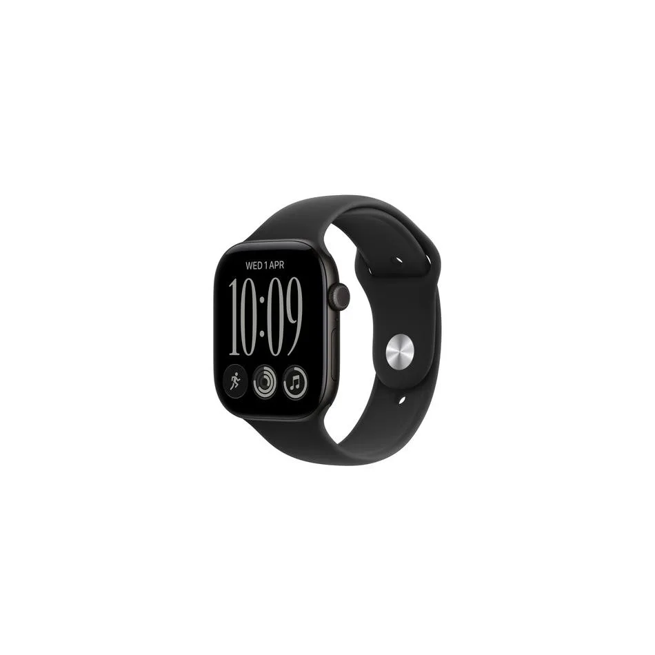 Apple Watch Série 12 GPS 42 mm Boîtier en aluminium Noir avec Bracelet Sport Noir - S/M