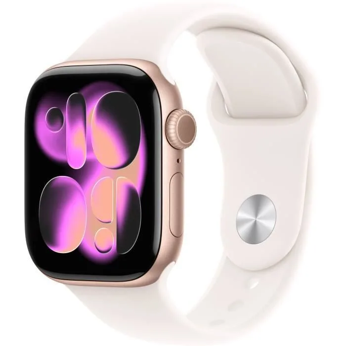Apple Watch Series 11 GPS – 42mm – Boîtier Rose Gold Aluminium – Bracelet Light Blush Sport Band – S/M