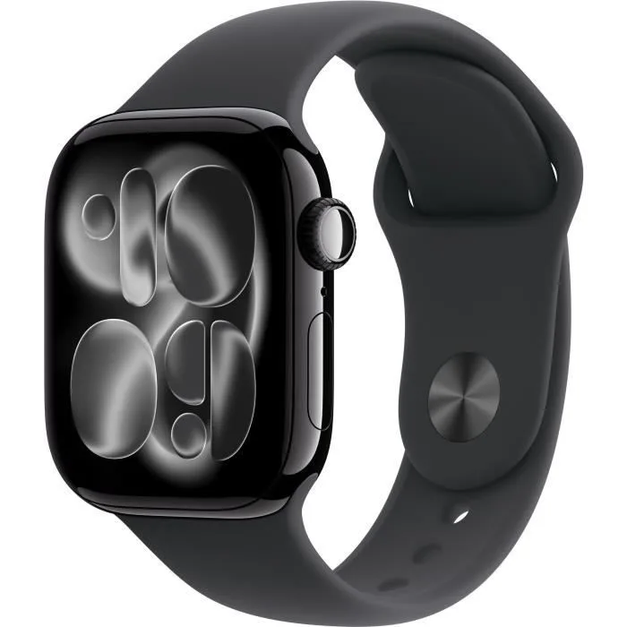 Apple Watch Series 11 GPS + Cellular – 42mm – Boîtier Jet Black Aluminium – Bracelet Black Sport Band – M/L