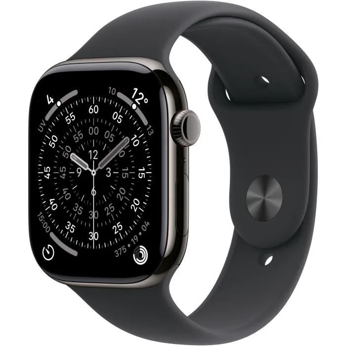 Apple Watch Series 11 GPS + Cellular - 42mm - Boîtier Slate Titanium - Bracelet Black Sport Band - M/L