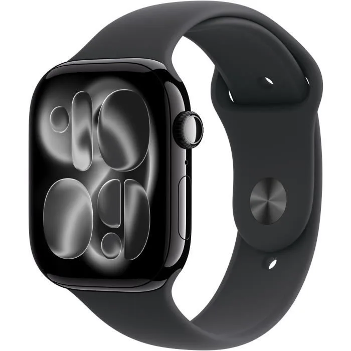Apple Watch Series 11 GPS + Cellular – 46mm – Boîtier Jet Black Aluminium – Bracelet Black Sport Band – S/M
