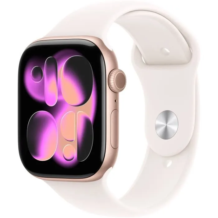 Apple Watch Series 11 GPS + Cellular – 46mm – Boîtier Rose Gold Aluminium – Bracelet Light Blush Sport Band – M/L