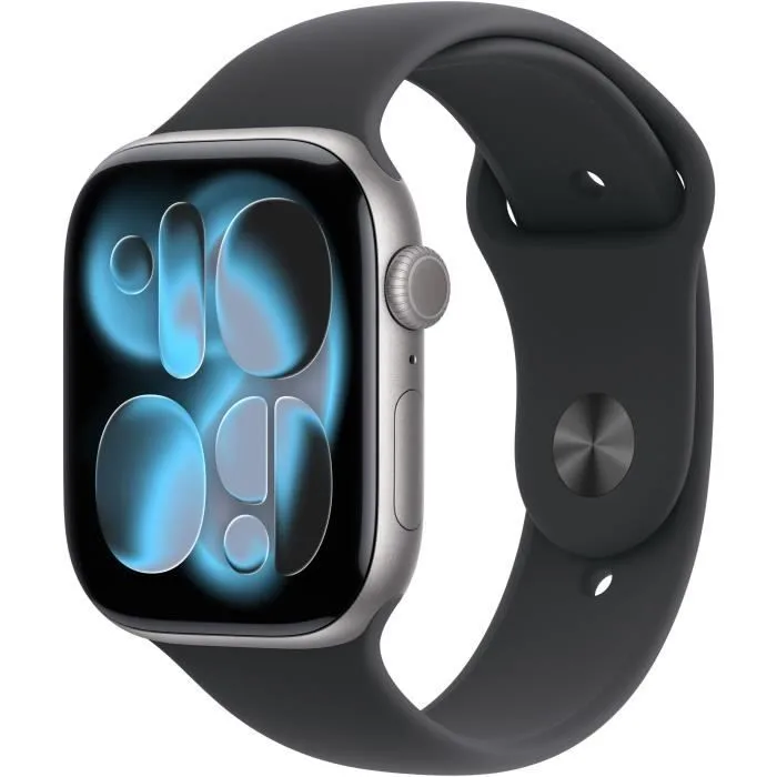 Apple Watch Series 11 GPS + Cellular – 46mm – Boîtier Space Grey Aluminium – Bracelet Black Sport Band – M/L