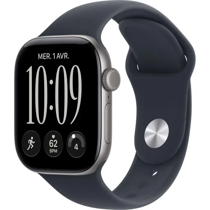 Apple Watch Series 12 GPS - 42mm - Boîtier Space Grey Aluminium - Bracelet Navy Blue Sport Band - S/M