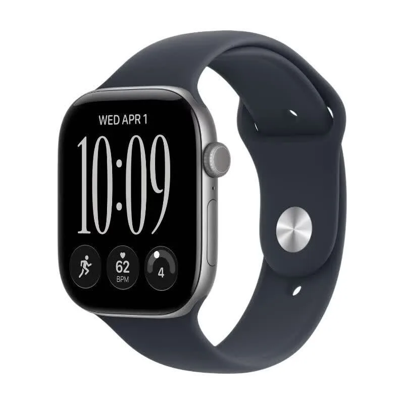 Apple Watch Series 12 GPS 46 mm Boîtier en aluminium gris sidéral avec bracelet sport bleu marine - M/L