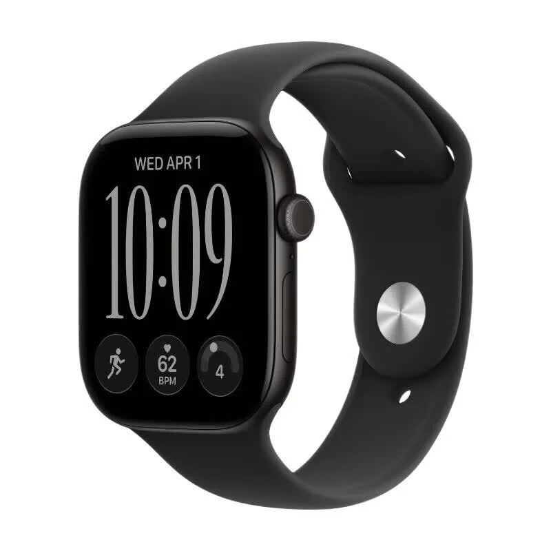 Apple Watch Series 12 GPS 46 mm Boîtier en Aluminium Noir avec Bracelet Sport Noir – M/L