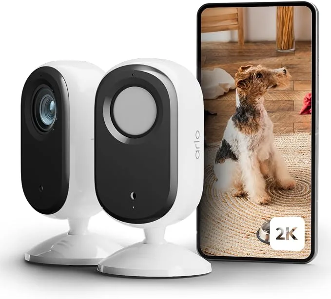 Arlo Essential 2 Interérieure, Caméra de Surveillance, Vidéo HD, 2 Caméras