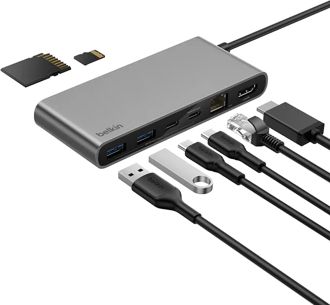 Belkin Connect Hub USB C 8-en-1 · 4K · Gris · 60 Hz