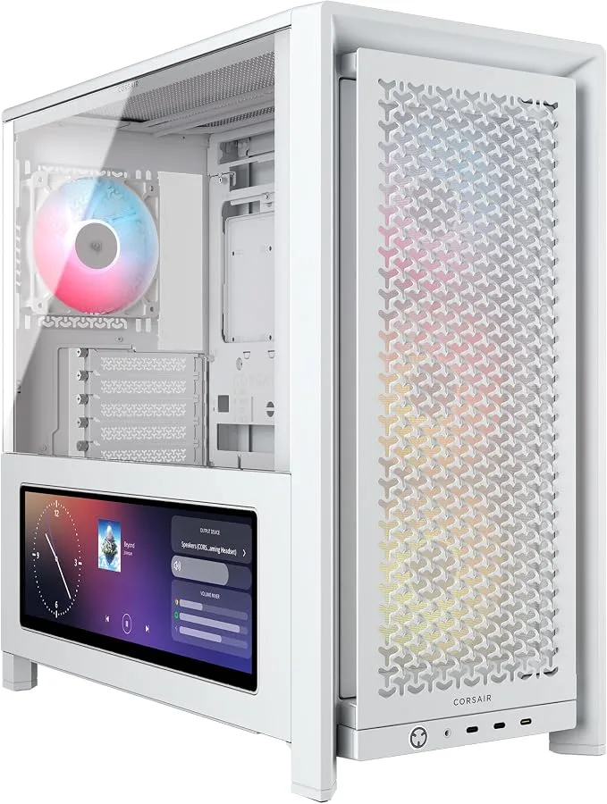 Boîtier PC – Corsair – CC-9011327-WW – Frame 4000D LCD RS ARGB Premium Mid-Tower – White