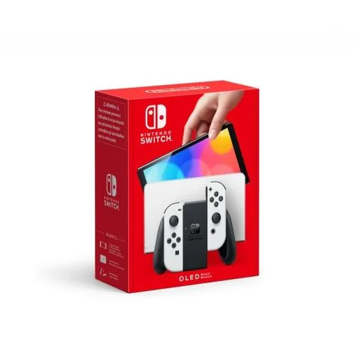 Console Nintendo Switch (modèle OLED) avec station d'accueil et manettes Joy-Con blanches