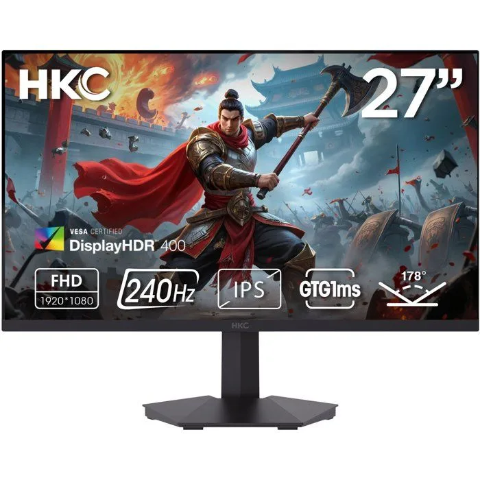 Ecran PC Gamer - HKC - 27" - FHD - 240Hz - Dalle Fast IPS - 1ms - G27H3D
