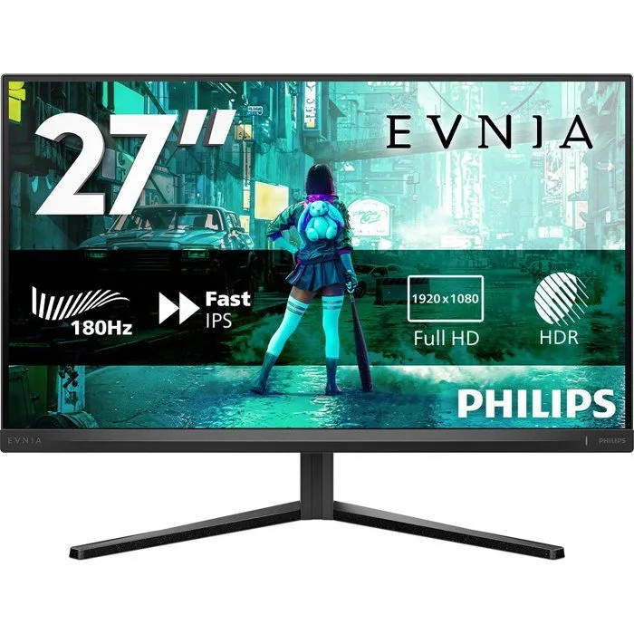 Ecran PC Gamer – Philips 27&Prime; – FHD 0.5ms 180Hz – Dalle Fast IPS – Ajustable en hauteur – 27M2N3200A