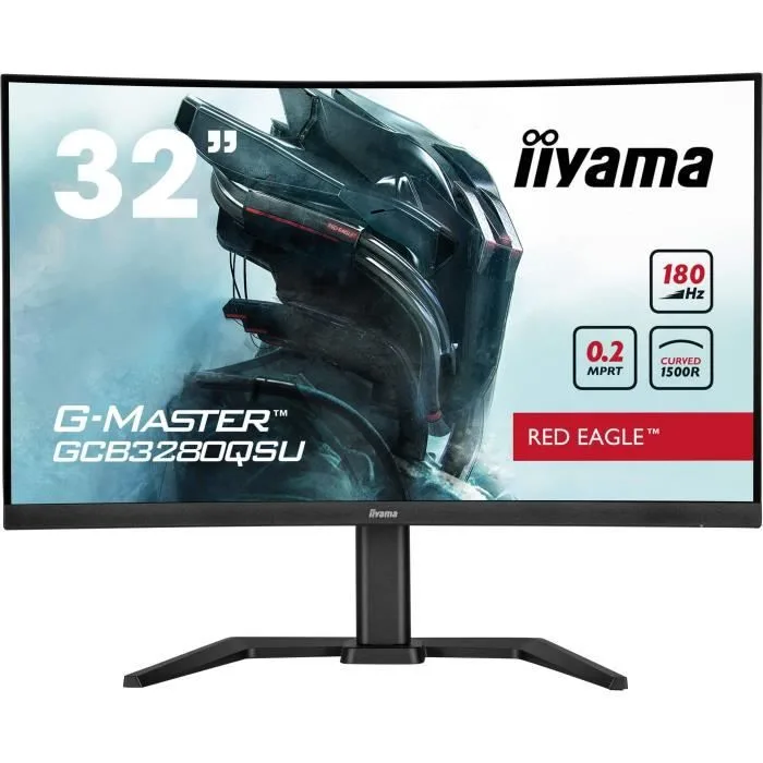 Ecran PC Gamer Incurvé - Iiyama - 32 - QHD - 180Hz - Dalle VA - 0 2ms - Ajustable en hauteur - GCB3280QSU-B2