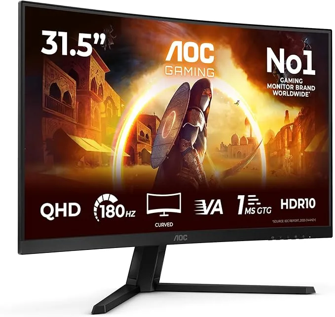 Ecran PC incurvé Gamer - AOC - 32 - QHD - 180Hz - Dalle Fast VA - 0 5ms - CQ32G4VE