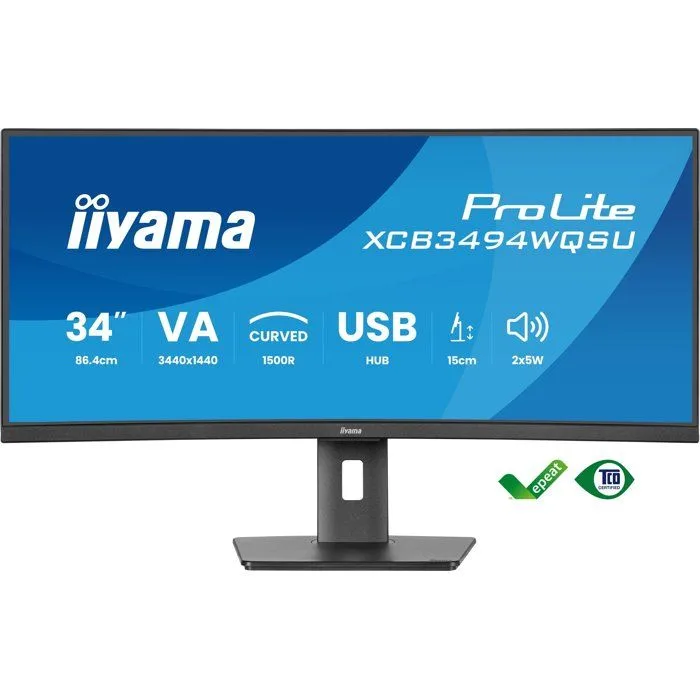 Ecran PC incurvé - Iiyama - 34 - WQHD - 120Hz - Dalle VA - 0 4ms - Ajustable en hauteur - XCB3494WQSU-B1