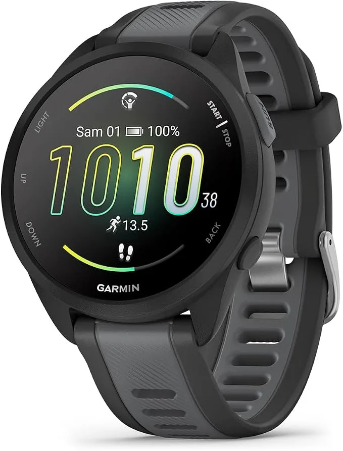 Garmin Forerunner 165, Montre GPS connectée de Running, Noir/Gris, 43mm