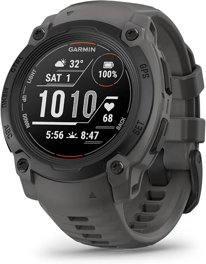 Garmin Instinct E - Montre connectée GPS - Boîtier 40 mm, Noir avec Bracelet Gris Charbon