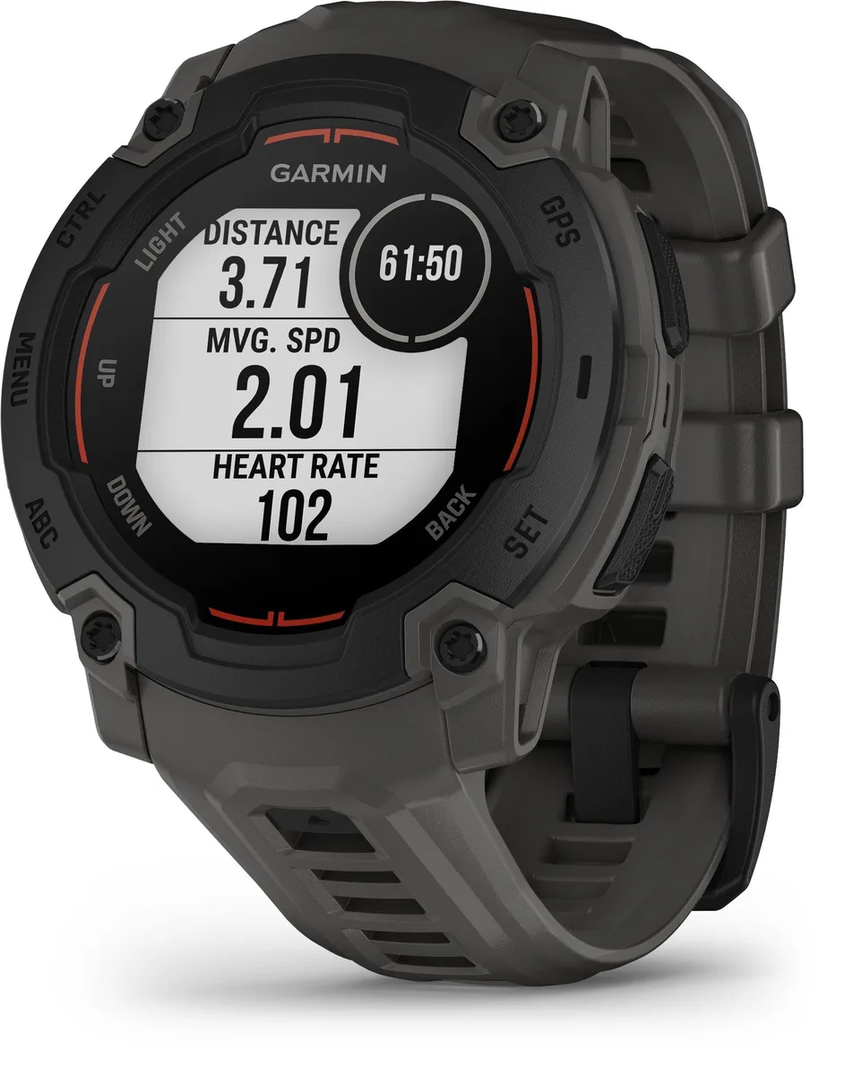 Garmin Instinct E - Montre connectée GPS - Boîtier 45 mm, Noir avec Bracelet Gris Charbon