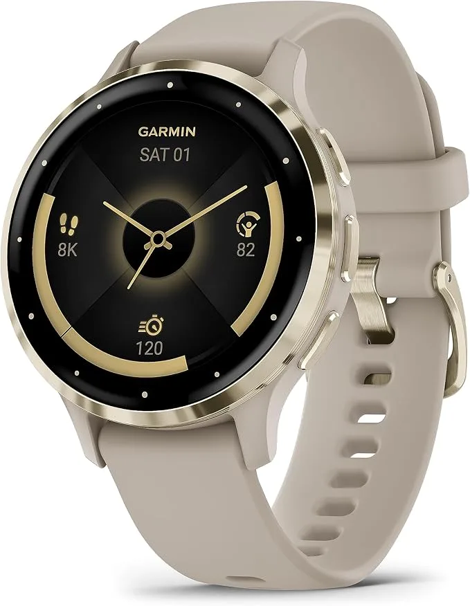 Venu 3S, Soft Gold avec bracelet lin