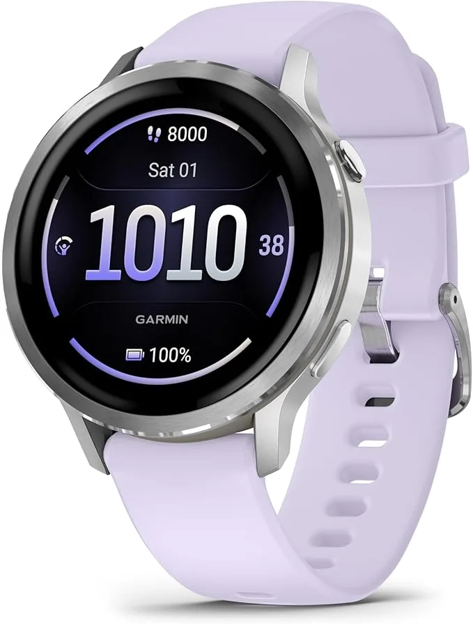Montre GPS connectée - Garmin - Venu 4 - 41 mm (1 2) - Silver avec bracelet en silicone pervenche
