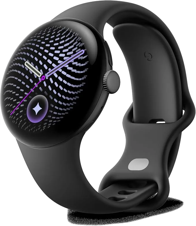 Google Pixel Watch 5 (45 mm) Montre connectée – Noir/Bracelet Noir, Wi-Fi