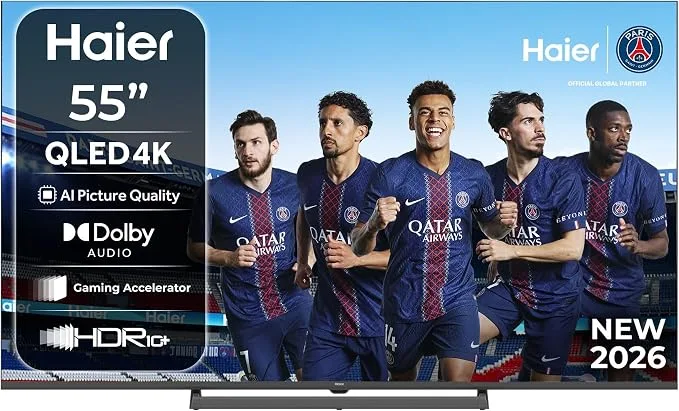 Haier 55"QLED 4K Smart Google TV, AI Picture, Dolby Audio, HDR10+ - 55H6GUX
