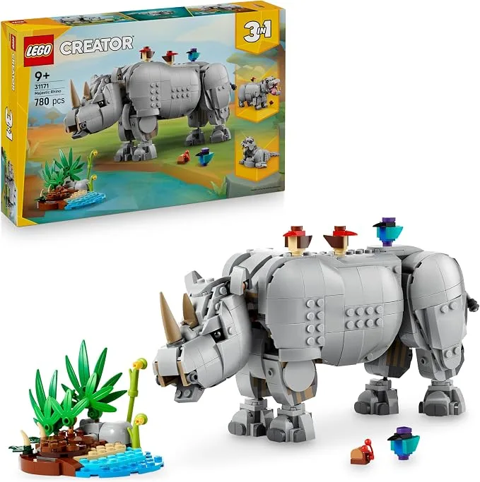 LEGO Creator - 3-en-1 Animaux Sauvages Rhinocéros majestueux & Oiseaux - 31171