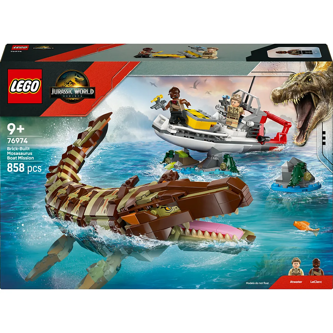 LEGO Jurassic World - Le Bateau en Mission et le Mosasaure en Briques - 76974