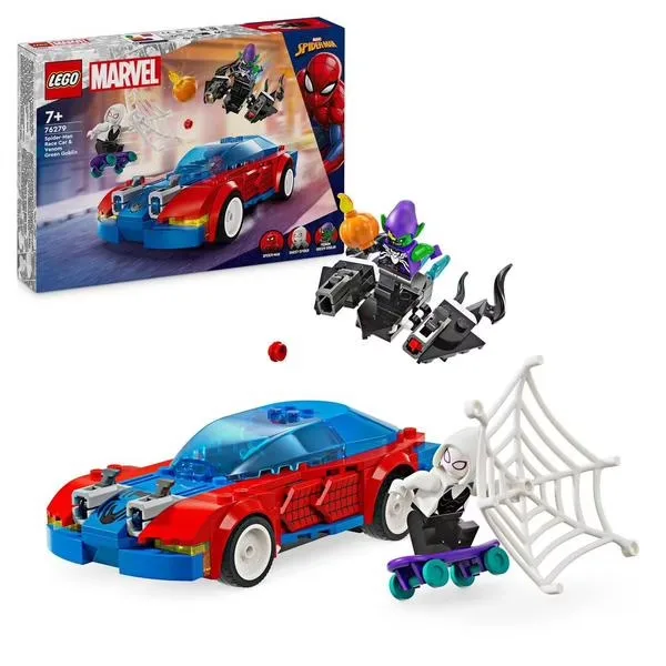LEGO Marvel – La Voiture de Course de Spider-Man contre le Bouffon Vert Venomisé – 76279