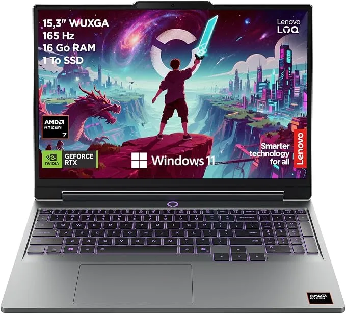 Lenovo LOQ 15AHP11 · Ordinateur portable · 15.3″ · 16 Go · 1 To · Gris · Ryzen 7 250 · RTX 5060