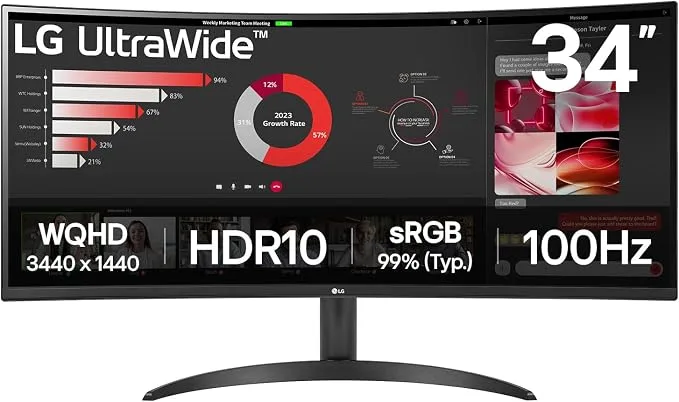 LG UltraWide | Écran Bureautique VA 34" incurvé WQHD 21:9