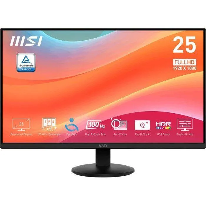 Moniteur MSI Pro MP252L / 24.5" 1920x1080 Full HD / 4 ms / 100 Hz / Dalle IPS