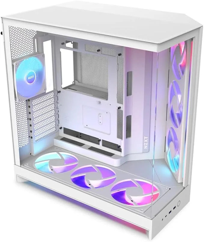 Nzxt H9 Flow RGB+ – Boîtier PC Double Chambre ATX – Blanc