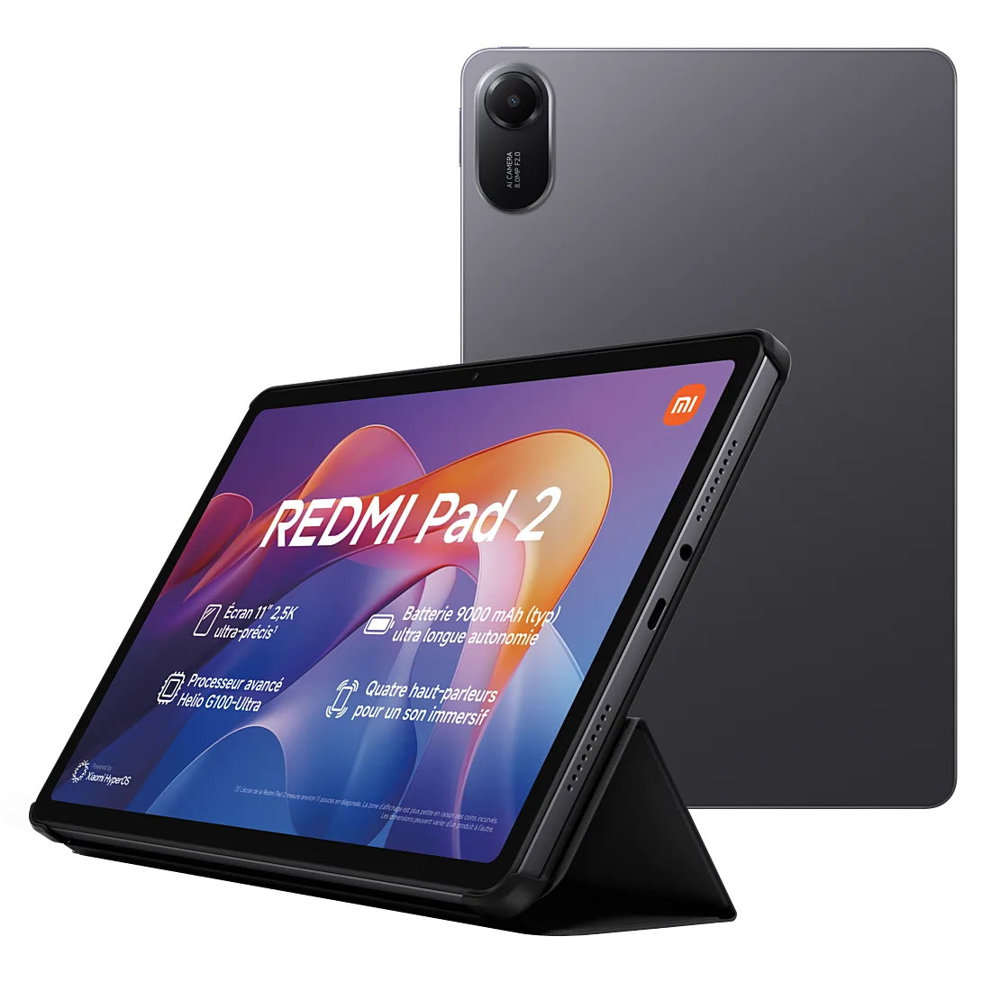 Pack Tablette Android Redmi Pad 2 256Go Wi-Fi Gris + Etui
