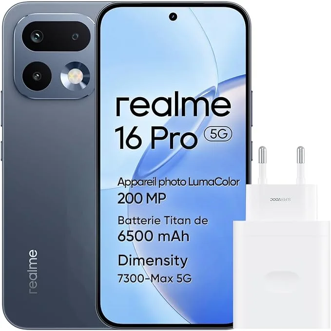 realme 16 Pro 5G Smartphone · 78″ · 8 Go · 256 Go · Gris · 144 Hz