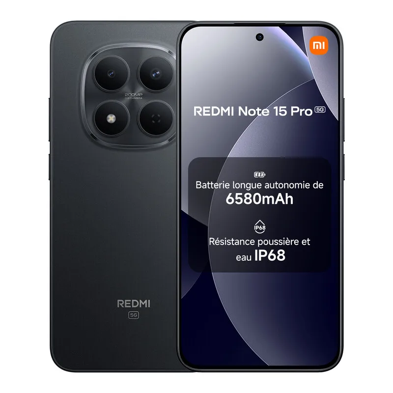 Redmi Note 15 Pro 5G Noir 12 Go RAM 512 Go ROM eSIM, Double SIM, NFC