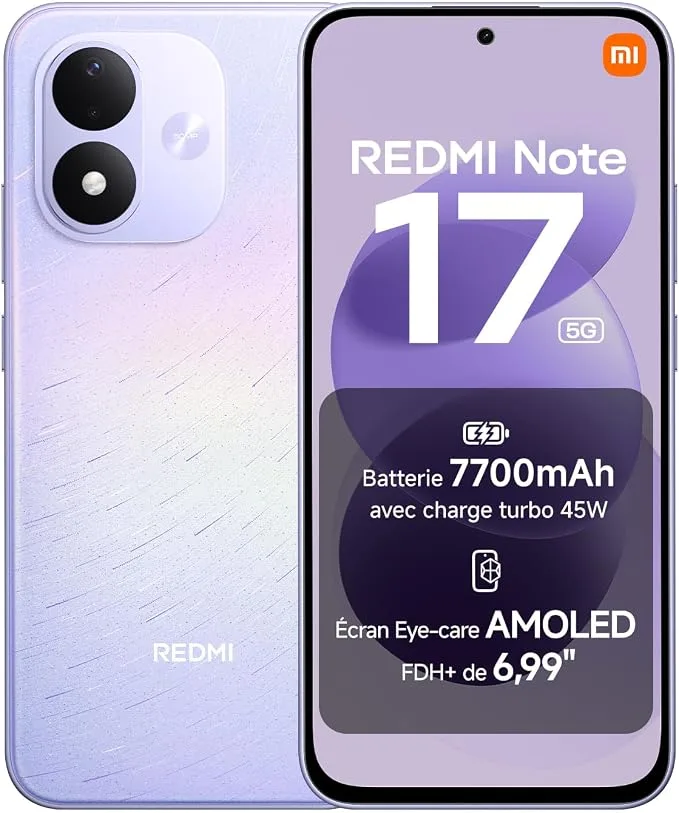 Redmi Note 17 5G, Smartphone 6+256 Go, Violet, Batterie 7700 mAh