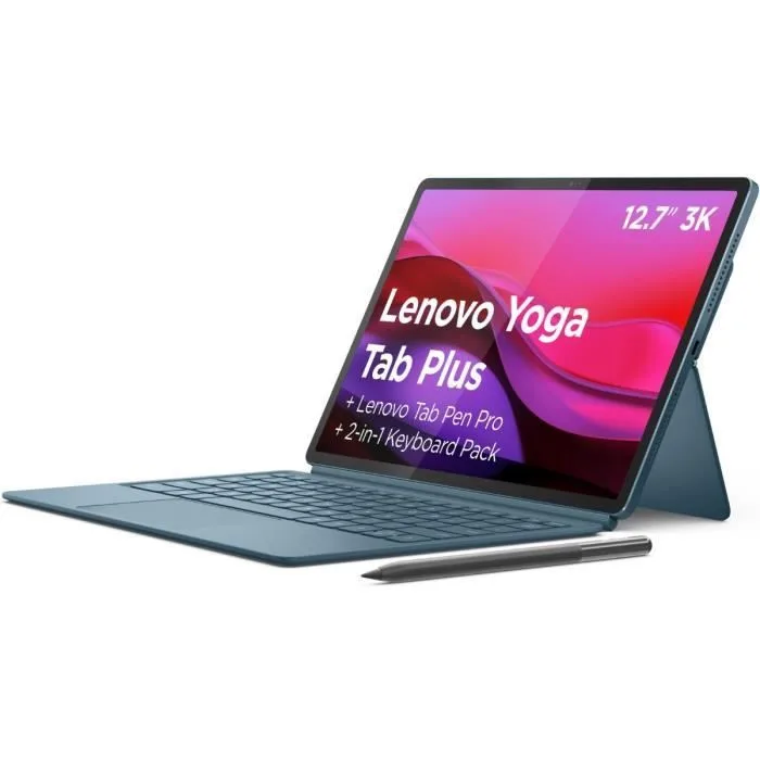 Tablette tactile Lenovo Yoga Tab Plus - 12,7" 3K Ltps - 16 Go RAM - Stockage 256 Go - Bleu + Clavier + Stylet