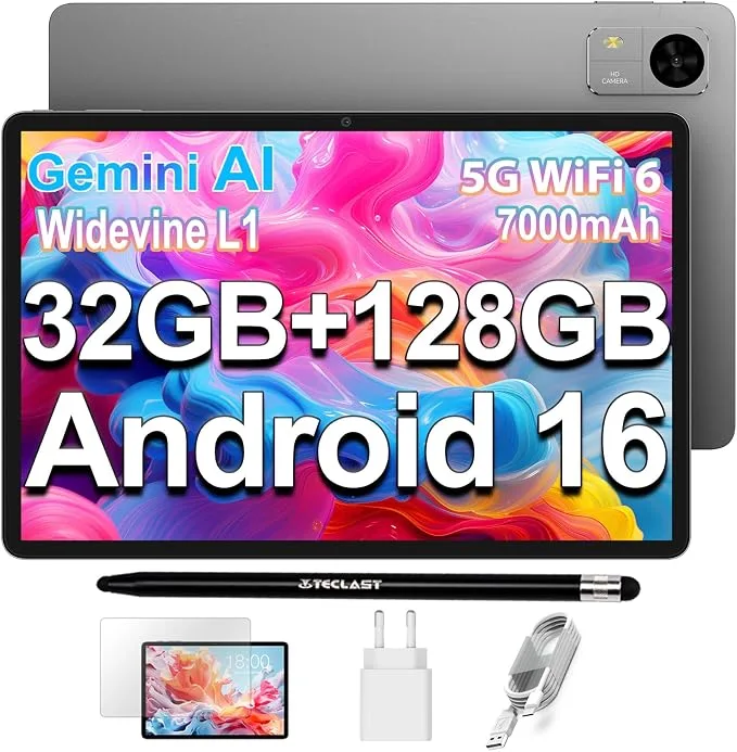 Teclast M50T Android 16 Tablette 10 Pouces Gemini AI · 10″ · 32 Go · 128 Go