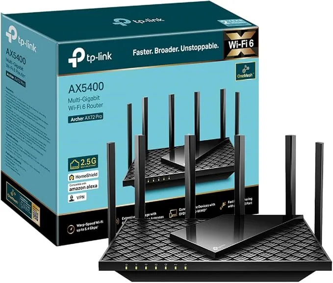 TP-Link Archer AX72 Pro Routeur WiFi6 Bi-Bande AX5400Mbps · Wi-Fi 6