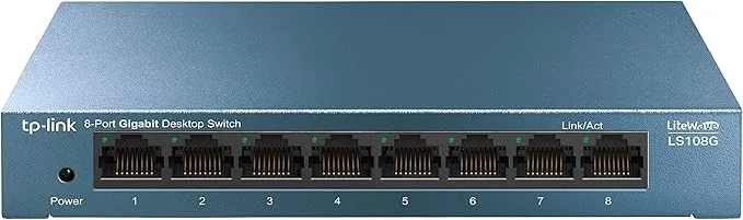 TP-Link Switch Ethernet Gigabit 8 Ports RJ45, Boîtier Métal Bleu, LS108G