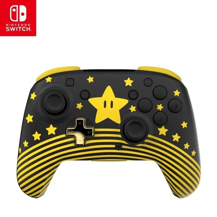 Turtle Beach Rematch Super Mario Star Manette sans fil w/brille dans le noir et sous licence officielle Nintendo – pas de bouton C