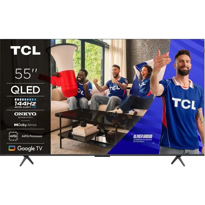 TV TCL 4K QLED 55P89K 144Hz avec Google TV et système sonore Onkyo 2.1