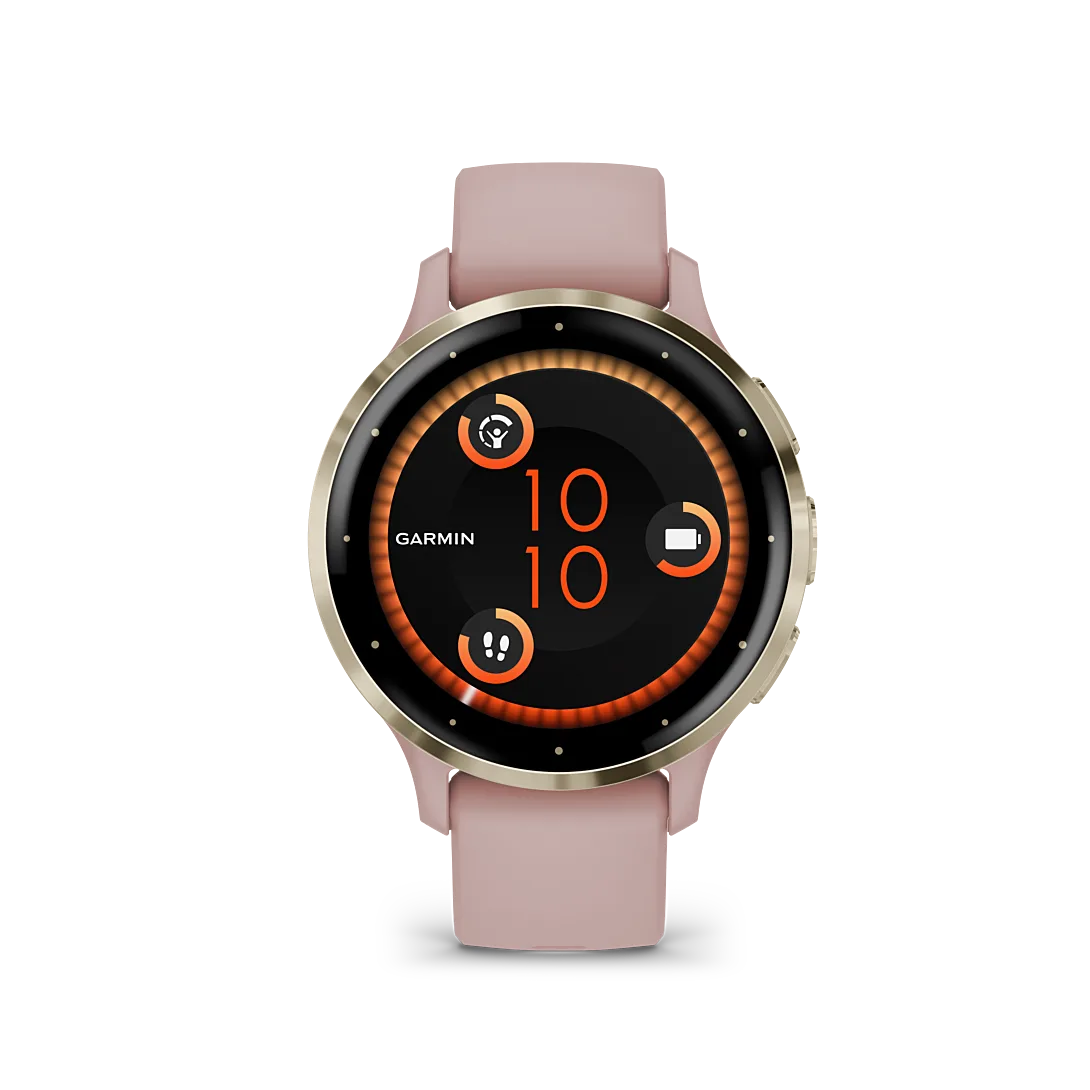 Venu 3S, Soft Gold avec bracelet rose poudré